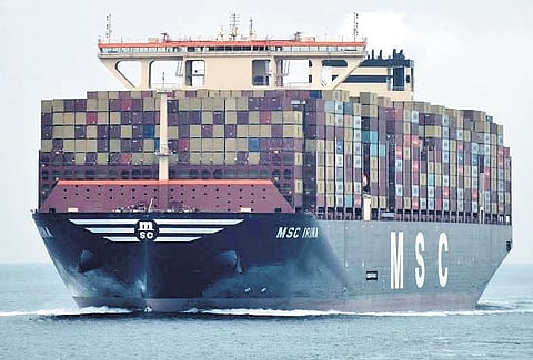 However, the vessel which has a capacity of 24,346 TEUs (Twenty-Foot Equivalent Units) will have to wait for its turn to berth at the busy port as there are seven vessels already lined up for docking.