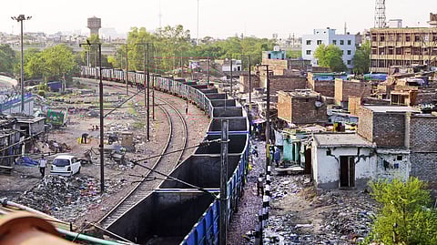Illegal encroachment onto railway land near zakhira pul in New Delhi