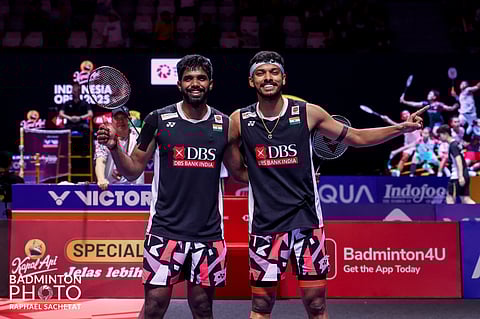 Satwiksairaj Rankireddy and Chirag Shetty after the win