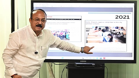 Delhi Minister Ashish Sood addresses a press conference on achievements after the completion of 100 days of Delhi Government, at the Delhi Secretariat, in New Delhi, Wednesday, June 4, 2025