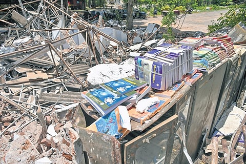 The demolished Sathavahana College building in Vijayawada