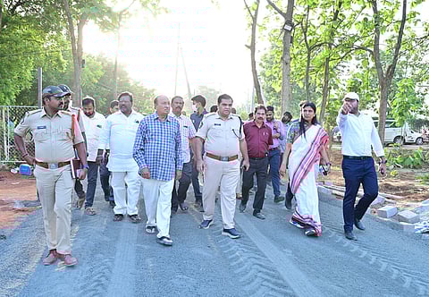 East Godavari district Collector P Prasanti and senior TDP MLA Gorantla Butchaiah Chowdary visiting Ratan Tata Innovation Hub