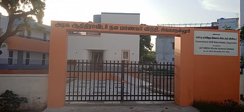 Adi Dravidar and Tribal Welfare department hostel for boys located at Noyyal Nagar near Ondipudur, outskirts of city.