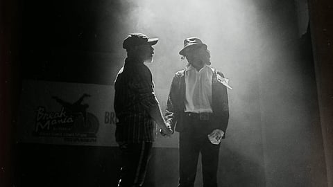 Sreejith on the set of 'Moonwalk'