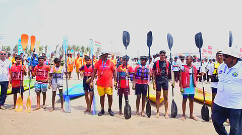 Minister Kollu Ravindra inaugurated National Level Sea Kayaking competition during Masula Beach Festival in Machilipatnam on Friday.