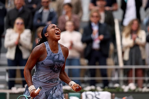 Coco Gauff celebrates after winning her women's singles final match against Aryna Sabalenka (Photo | AFP)