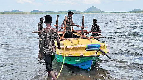 The wooden structure (kraal) built by the forest officials to shift the calf.