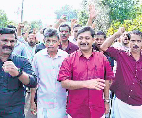 LDF’s M Swaraj campaigning at Amarambalam