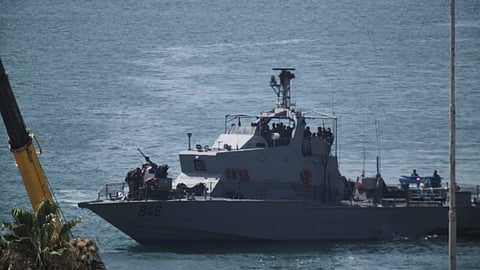 Israeli Navy vessel enter the port of Ashdod, Israel, Monday, June 9, 2025