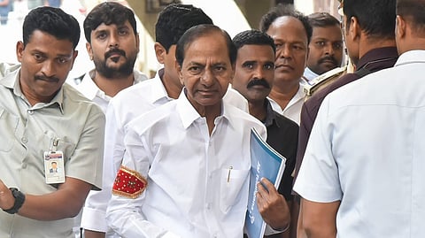 Former Chief minister K Chandrasekhar Rao appeared at the Kaleshwaram commission in Hyderabad on Wednesday.