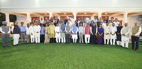 Modi on Tuesday met members of the various delegations who represented India in different countries and elaborated on India's commitment to peace and the need to eradicate the menace of terrorism.