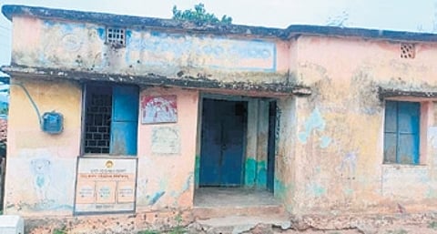 The dilapidated anganwadi centre at Mushanal in Lanjigarh block