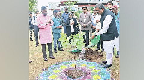 Union Education Minister Dharmendra Pradhan plants a sapling