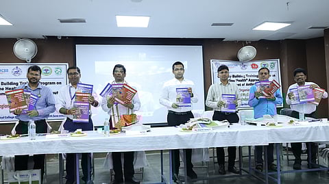 Koraput collector V Keerthi Vasan and health officials releasing IEC
materials on anthrax.