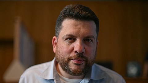 Leonid Volkov, former Chief of Staff of Russian opposition leader Alexei Navalny, is seen on the sideline of a press conference on August 2, 2024, in Bonn, western Germany.