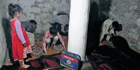 Family stocks provisions in bunker along LoC in J&K amid cross-border tensions.