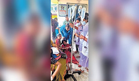 A diarrhoea patient undergoing treatment in Dharmasala CHC in Jajpur