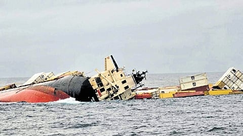 Container vessel MSC Elsa 3 that sank off Kochi coast