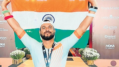 Suresh Sam Chandy after winning his fifth ‘Ironman’ title at lorinapolis in Brazil