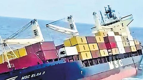 MSC Elsa 3 ship that sunk off the Kochi Coast on May 25