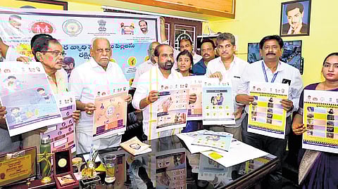 Health Minister Y Satya Kumar Yadav launches posters and other material of the STOP Diarrhoea Campaign 2025 in Tenali on Sunday.