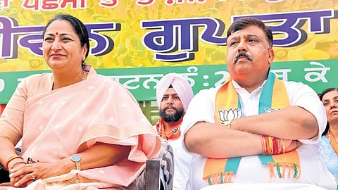 Delhi Chief Minister Rekha Gupta speaking at an event in Karnal, Haryana.
