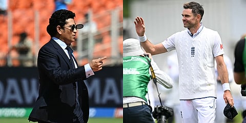 Sachin Tendulkar (L) and James Anderson (R)