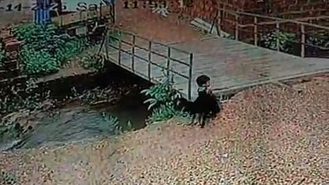 CCTV footage shows a two-year old near the drain in Bhatkal