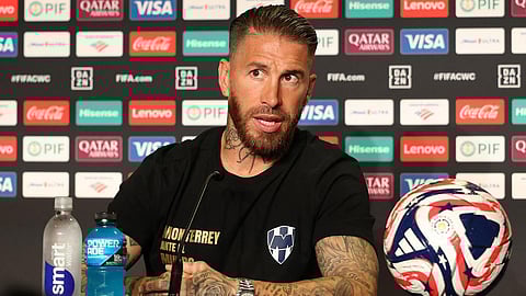 Sergio Ramos, captain of CF Monterrey, addresses the media during a FIFA Club World Cup press conference.