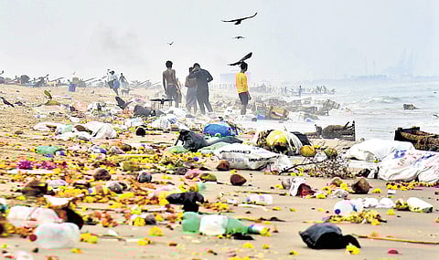 In Chennai, 150 metric tonnes of idol fragments and waste were cleared from several beaches during clean-up drives after the festival last year.