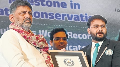 DCM DK Shivakumar receives the Guinness World Record certificate
on Wednesday