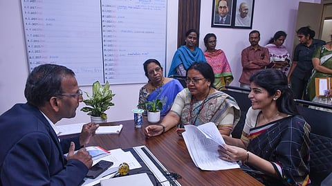 Member of National Commission for Women Archana Majumdar visits government medical college in Vijayawada on Tuesday.