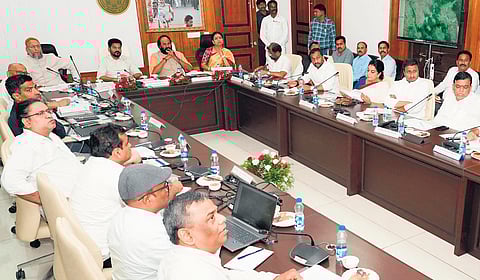 Chief Minister A Revanth Reddy during a meeting of MPs from all parties at the Secretariat in Hyderabad on Wednesday