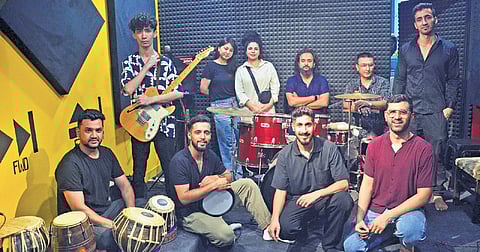 Members of the Salaam Band during a rehearsal.