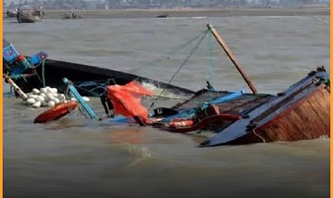 Three persons, including two schoolchildren, were reported missing after their boat partially sank in a tributary of the Brahmaputra.