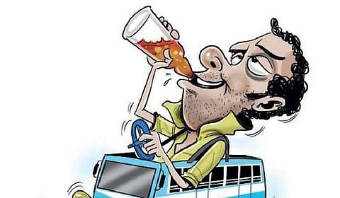 School bus drivers were found to be under the influence of alcohol in Hyderabad.