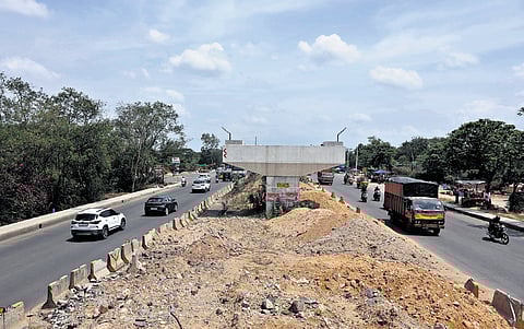 The construction of Suchitra flyover is again halted in Hyderabad.