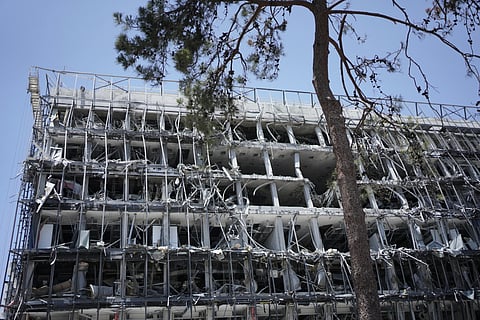 Damage to the Weizmann Institute of Science from an Iranian missile strike in Rehovot, Thursday, June 19, 2025.