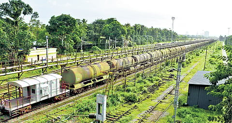 The marshalling yard at Irumpanam which is being considered for the construction of a new terminus