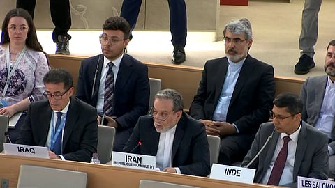 Iran's Foreign Minister Abbas Araghchi addressing the 59th session of the UN Human Rights Council in Geneva on June 20, 2025.