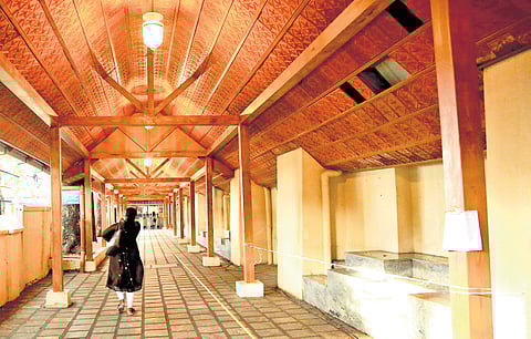 The crack in the roof of the customs jetty after a portion of the old building caved in.