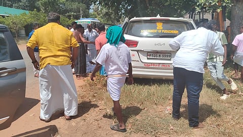 The minister's car after the accident.