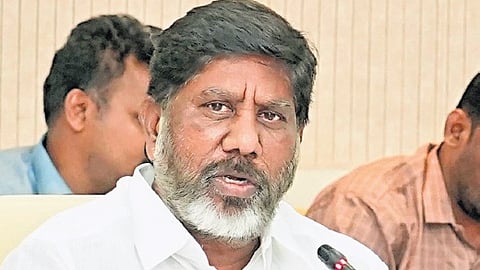 Deputy Chief Minister Mallu Bhatti Vikramarka speaks during a review meeting at the Secretariat on Sunday