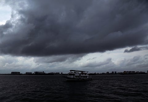 Dark clouds hover over Kochi on June 22, 2025.