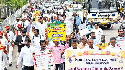 A mega rally organised as part of the week-long International Day Against Drug Abuse and Illicit Trafficking observance in Machilipatnam.
