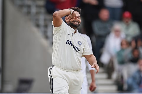 Rishabh Pant celebrates his century on Monday