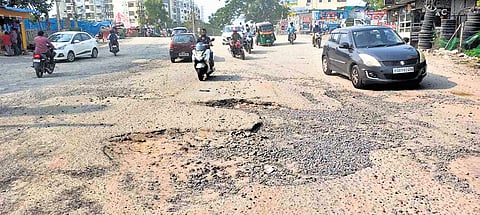 A stretch of the Ameenpur-Chandanagar road slated for restoration