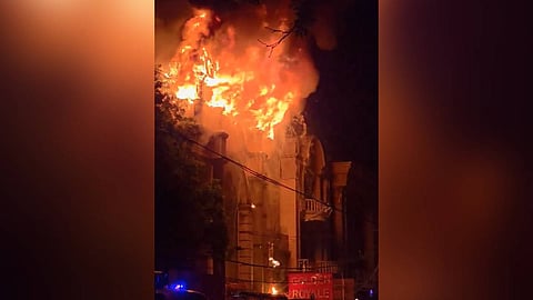 A massive fire broke out at Golden Banquet Hall near west Delhi's DLF Moti Nagar area,