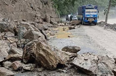 Heavy machinery has been deployed to clear roadblocks due to multiple landslides, officials said.