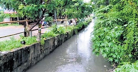 The barricaded open drain on MKCG Medical College and Hospital campus